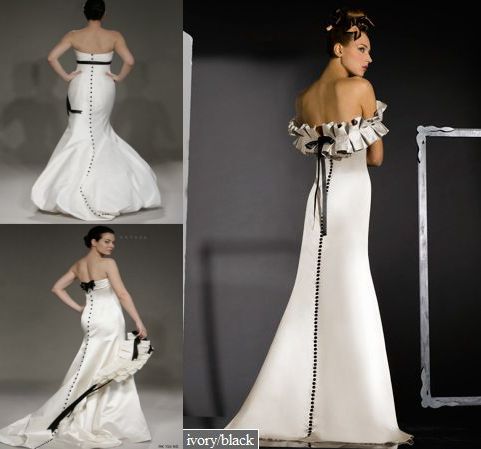black and white wedding dresses by romona keveza and bari jay
