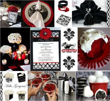 For red, black and white wedding theme ideas and decorations visit